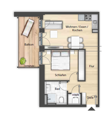 Moderne 2-Zimmer-Wohnung mit EBK und Balkon!