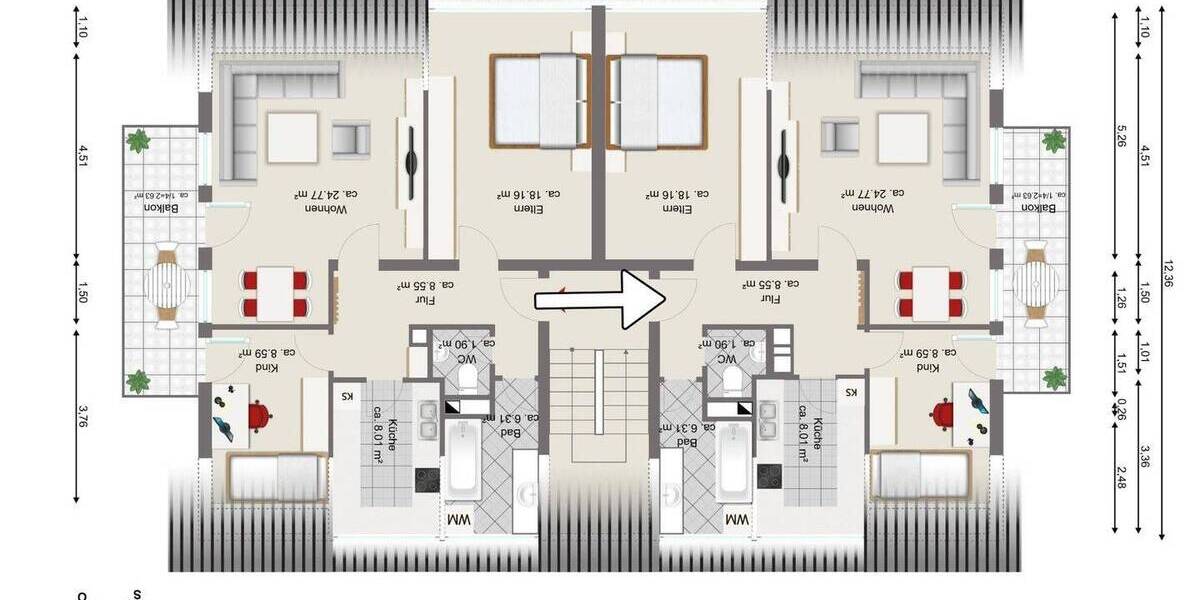 Etagenwohnung Schwarzenbruck Ochenbruck - 3 Zimmer, 77 m&sup2;, 228.000&euro; | Angebot:26343801