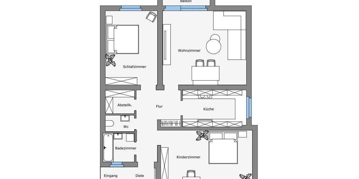 Etagenwohnung Fürth Hardhöhe - 3 Zimmer, 80 m&sup2;, 225.000&euro; | Angebot:23944961