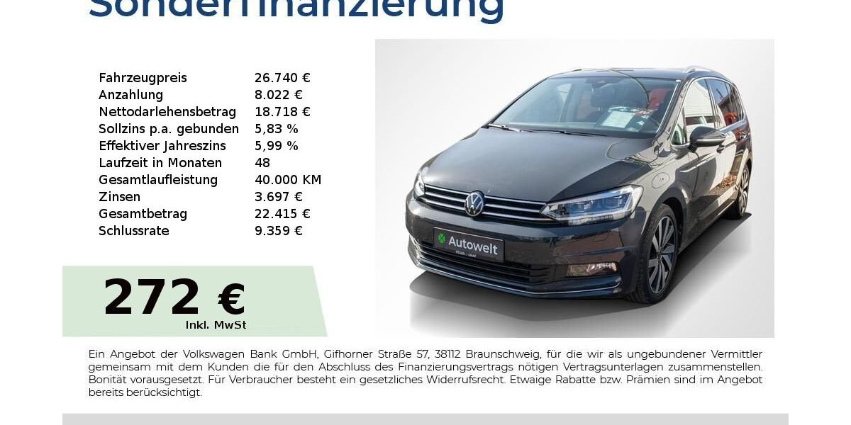 VW Touran 100.550 km 26.740 &euro; Nürnberg 90431