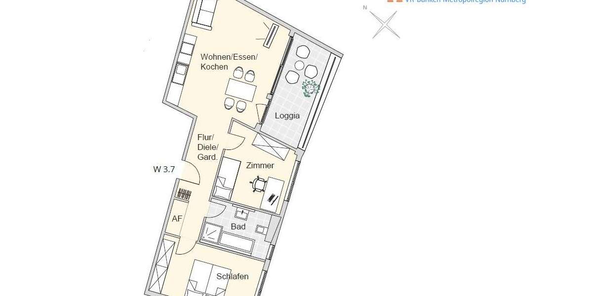 Etagenwohnung Nürnberg Herrnhütte - 3 Zimmer, 75 m&sup2;, 471.228&euro; | Angebot:18308972