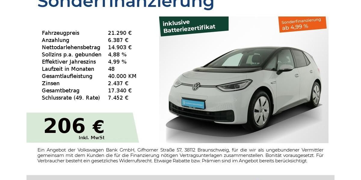VW ID.3 19.974 km 20.450 &euro; Nürnberg 90441
