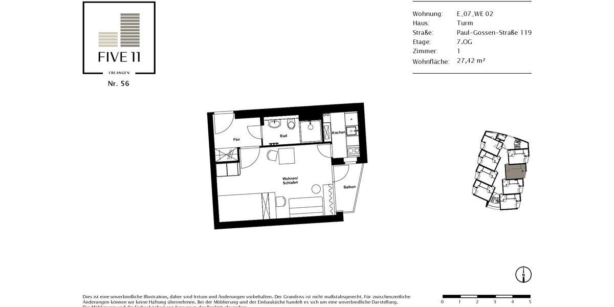 Großzügig geschnittene 1-Zimmer-Wohnung 1 zimmer