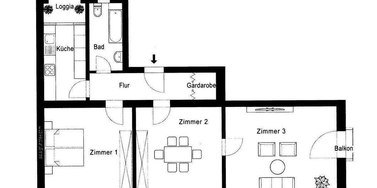 Modernisierte 3-Zi.-Wohnung mit Loggia, Garage, ruhige Grünlage, Luitpoldhain, Nähe Innenstadt 3 zimmer