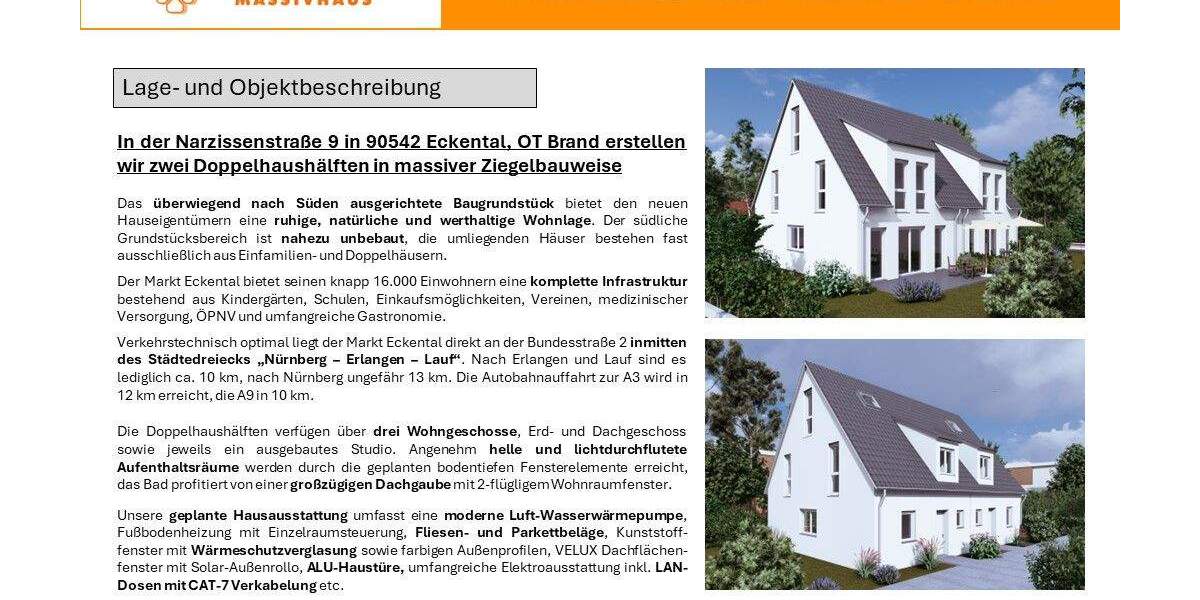 Doppelhaushälfte Eckental Brand - 5 Zimmer, 174 m&sup2;, 678.000&euro; | Angebot:25676402