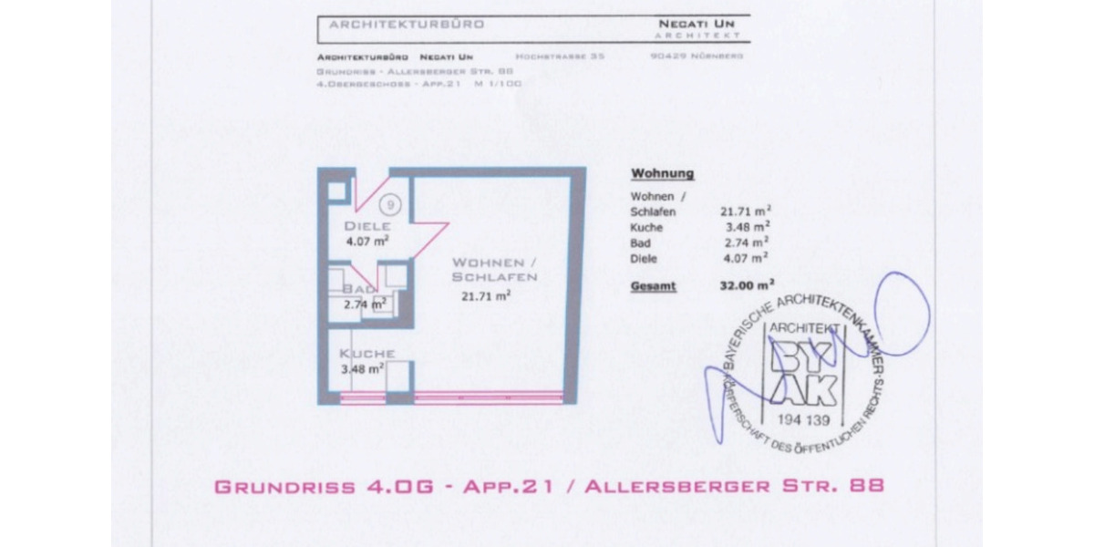 Etagenwohnung Nürnberg Hasenbuck - 1 Zimmer, 32 m&sup2;, 600&euro; | Angebot:25417764