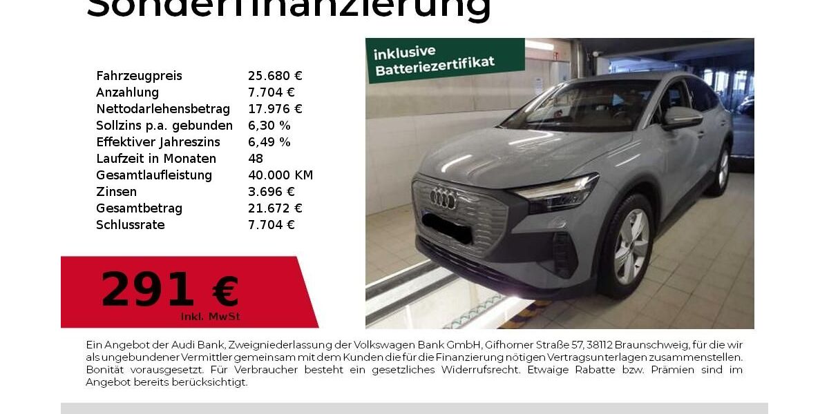 Audi Q4 e-tron 38.700 km 25.680 &euro; Nürnberg 90411