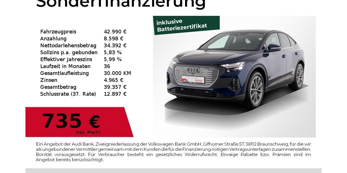 Audi Q4 e-tron 6.837 km 41.990 &euro; Nürnberg 90441