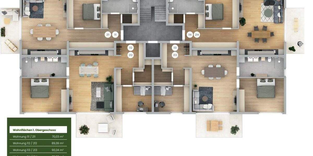 Etagenwohnung Burgthann Heinleinshof - 2 Zimmer, 70 m&sup2;, 329.423&euro; | Angebot:25820668