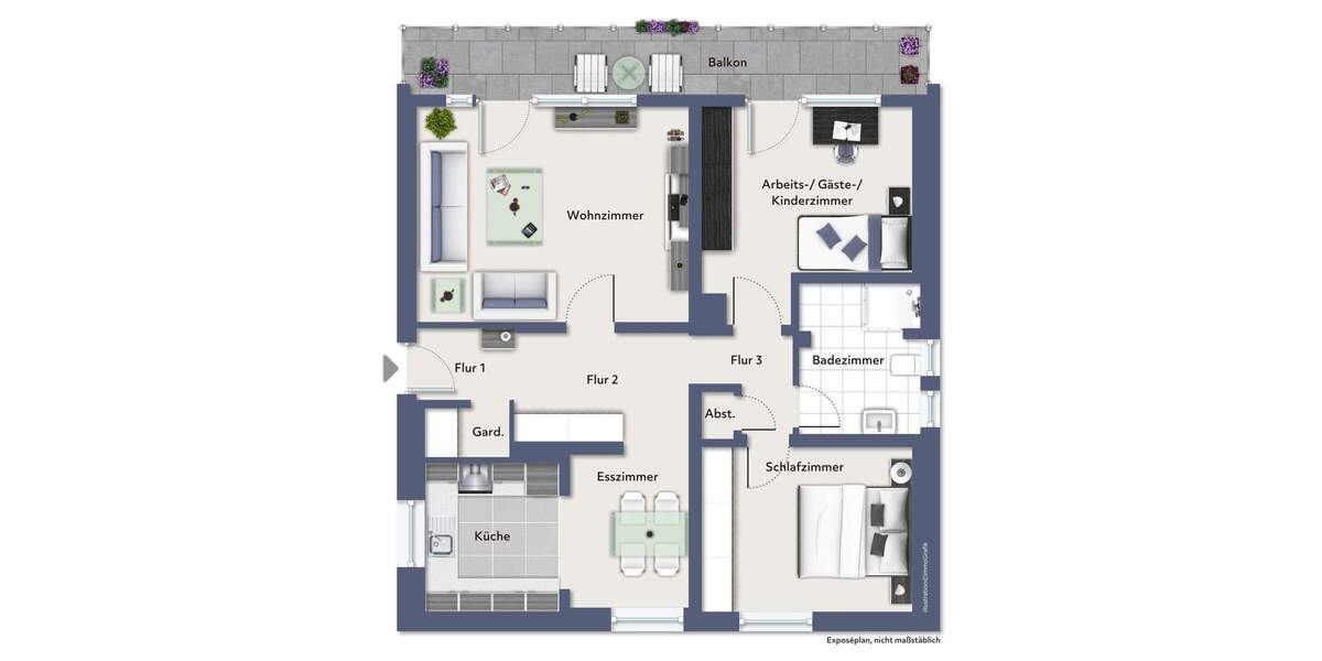 TOP 3-Zimmer Wohnung im Hochparterre mit Balkon und Einzelgarage in ruhiger Lage 3 zimmer