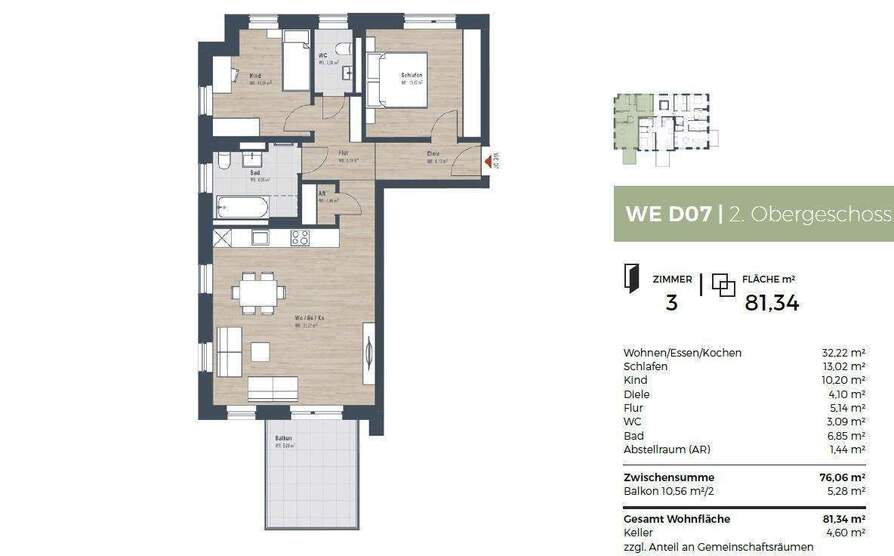 Verkaufsstart - Großer Süd-Balkon, Bad mit Tageslicht, Gäste-WC, KfW 40 QNG 3 zimmer