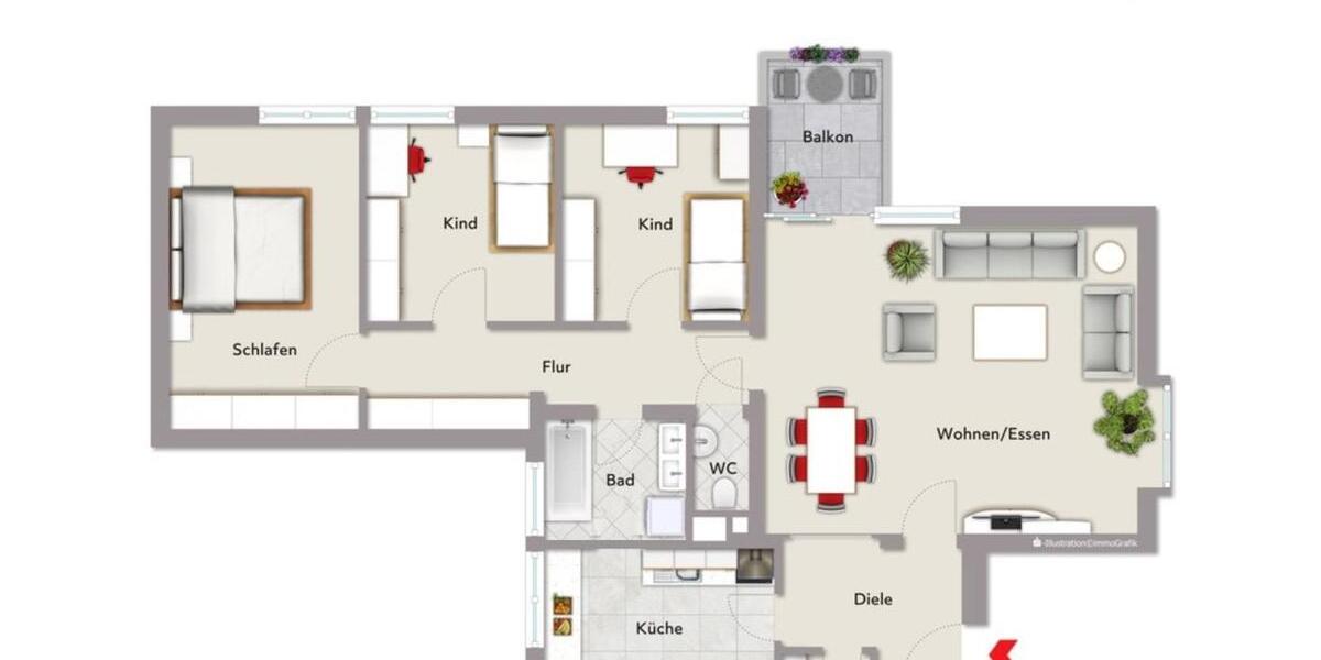 Etagenwohnung Nürnberg Altenfurt - 4 Zimmer, 101 m&sup2;, 1.200&euro; | Angebot:25231175
