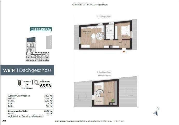 Etagenwohnung Nürnberg Reutles - 2 Zimmer, 63 m&sup2;, 890&euro; | Angebot:26879052