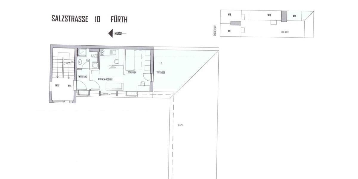 Dachgeschoßwohnung Fürth Altstadt - 1 Zimmer, 49 m&sup2;, 795&euro; | Angebot:25471605