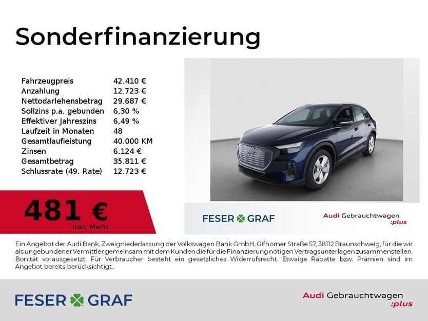 Audi Q4 e-tron 7.854 km 42.410 € Nürnberg 90411