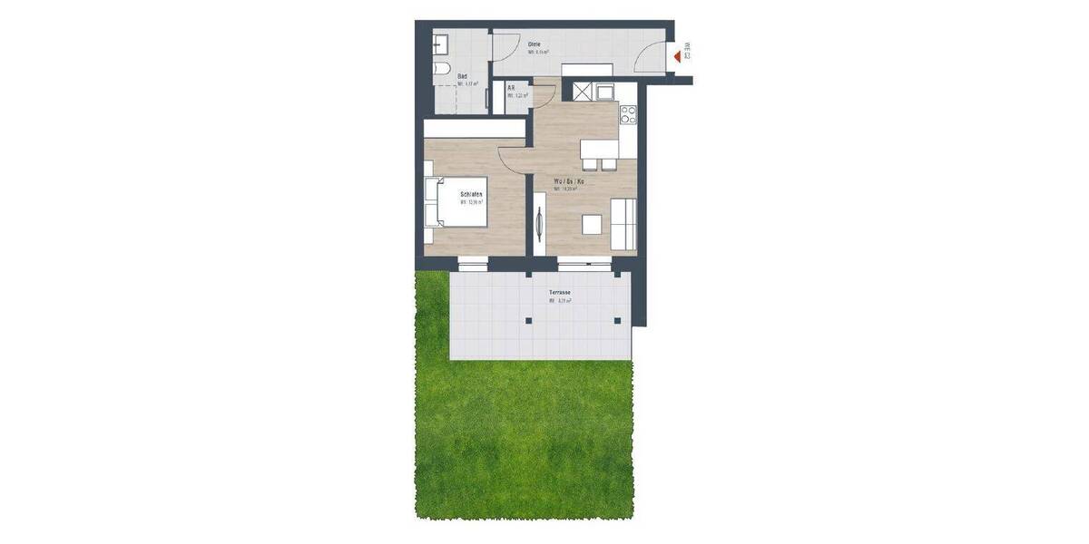 Etagenwohnung Nürnberg Großgründlach - 2 Zimmer, 74 m&sup2;, 508.960&euro; | Angebot:25985117