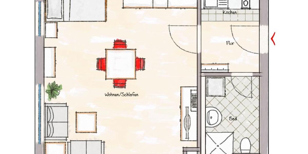 Erdgeschoßwohnung Fürth Südstadt - 1 Zimmer, 32 m&sup2;, 380&euro; | Angebot:26677264