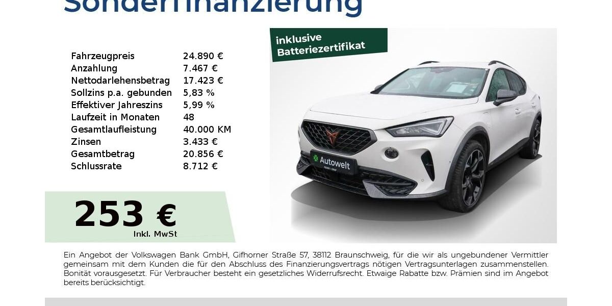 Cupra Formentor 54.350 km 24.440 &euro; Nürnberg 90431