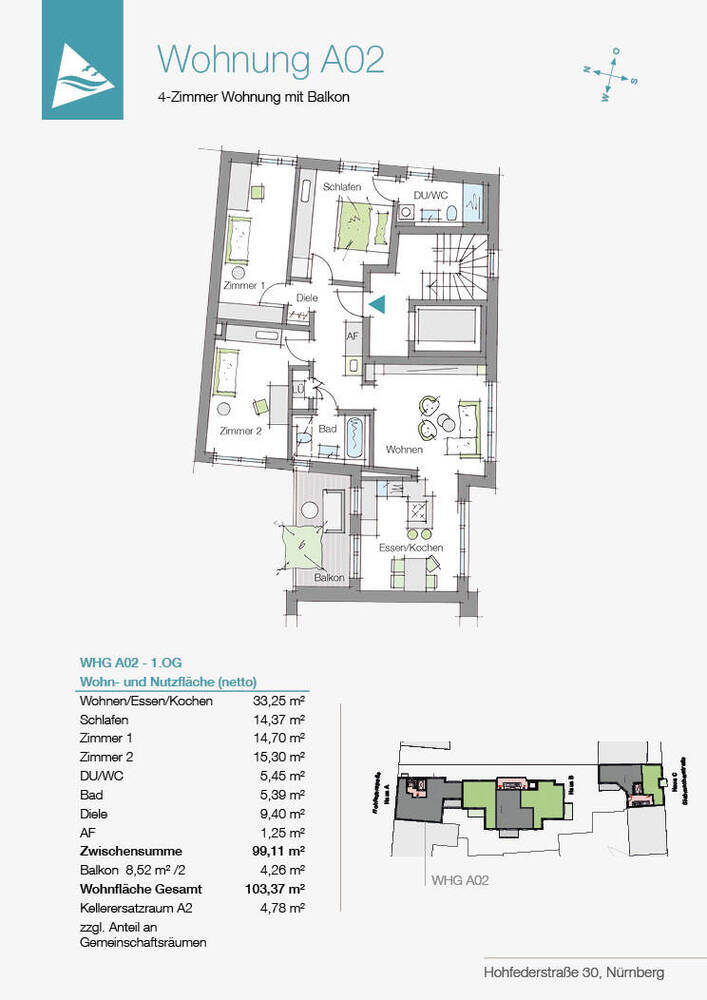 #103qm mit Aufzug und Balkon, Wohlfühlen nahe Wöhrder See#