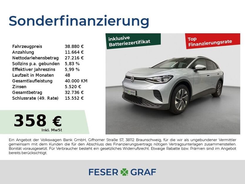 VW ID.4 14.437 km 38.880 € Fürth 90763