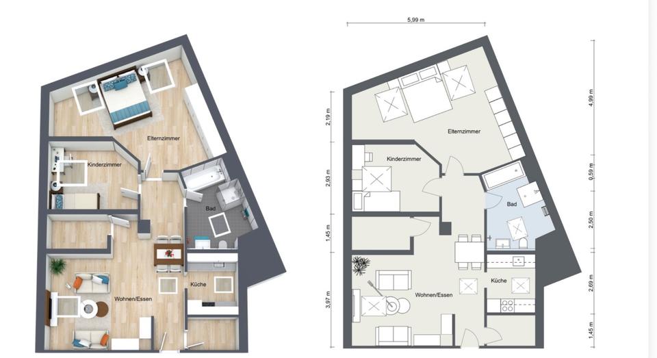 Dachgeschoßwohnung Nürnberg Rabus - 3 Zimmer, 75 m&sup2;, 260.000&euro; | Angebot:27153677