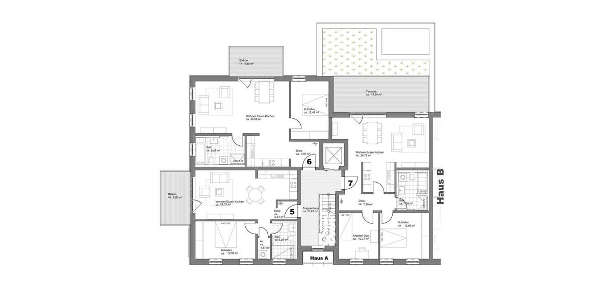 Etagenwohnung Fürth Südstadt - 2 Zimmer, 61 m&sup2;, 408.000&euro; | Angebot:26243944