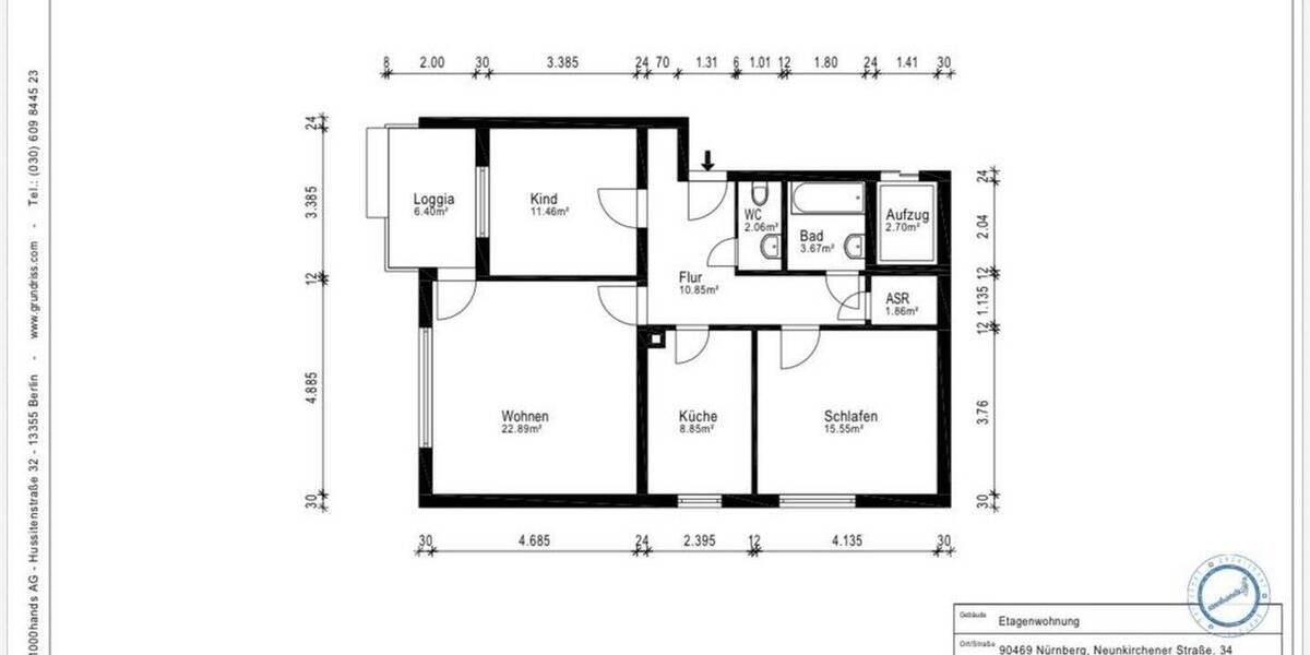 Etagenwohnung Nürnberg Falkenheim - 3 Zimmer, 80 m&sup2;, 389.000&euro; | Angebot:26794384