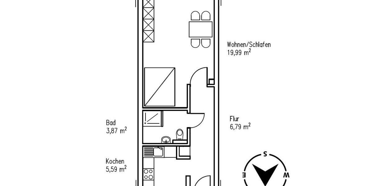 Etagenwohnung Nürnberg Gebersdorf - 1 Zimmer, 36 m&sup2;, 680&euro; | Angebot:26416486