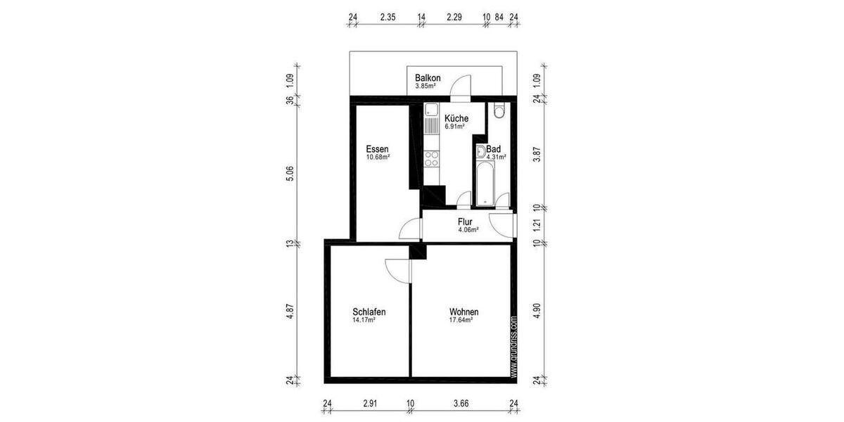 Etagenwohnung Nürnberg Almoshof - 3 Zimmer, 60 m&sup2;, 970&euro; | Angebot:26126706