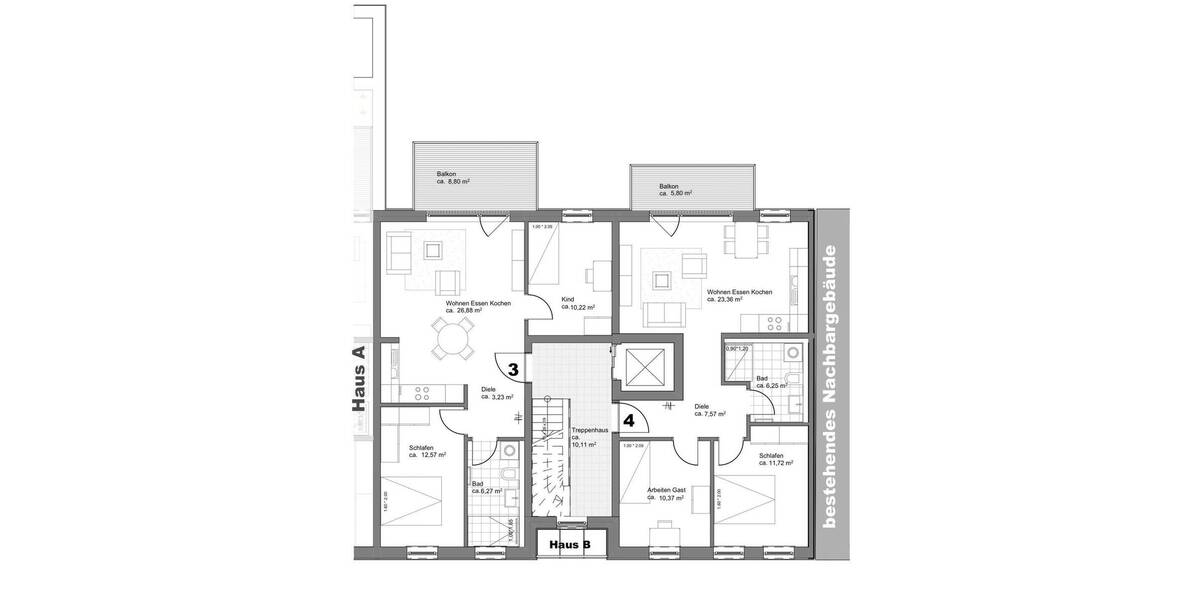 Etagenwohnung Fürth Südstadt - 3 Zimmer, 63 m&sup2;, 419.000&euro; | Angebot:26257636