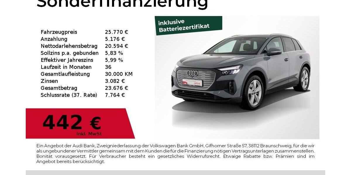 Audi Q4 e-tron 24.989 km 25.770 &euro; Nürnberg 90441