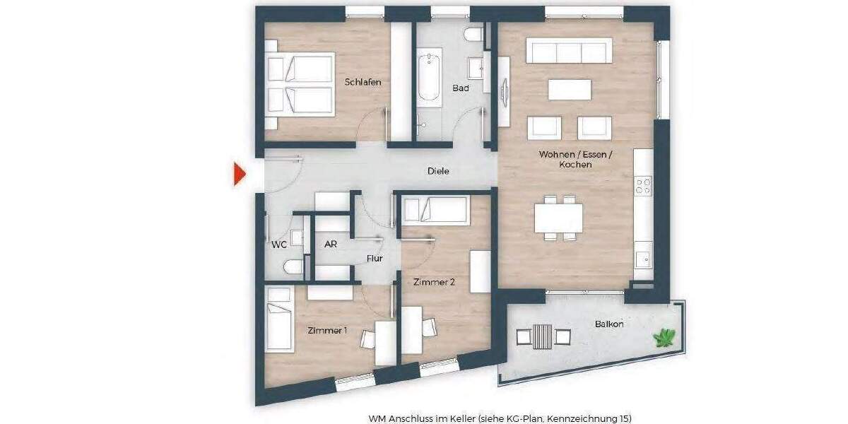 Leben direkt am Marienbergpark - provisionsfreier Neubau, KfW 40 4 zimmer