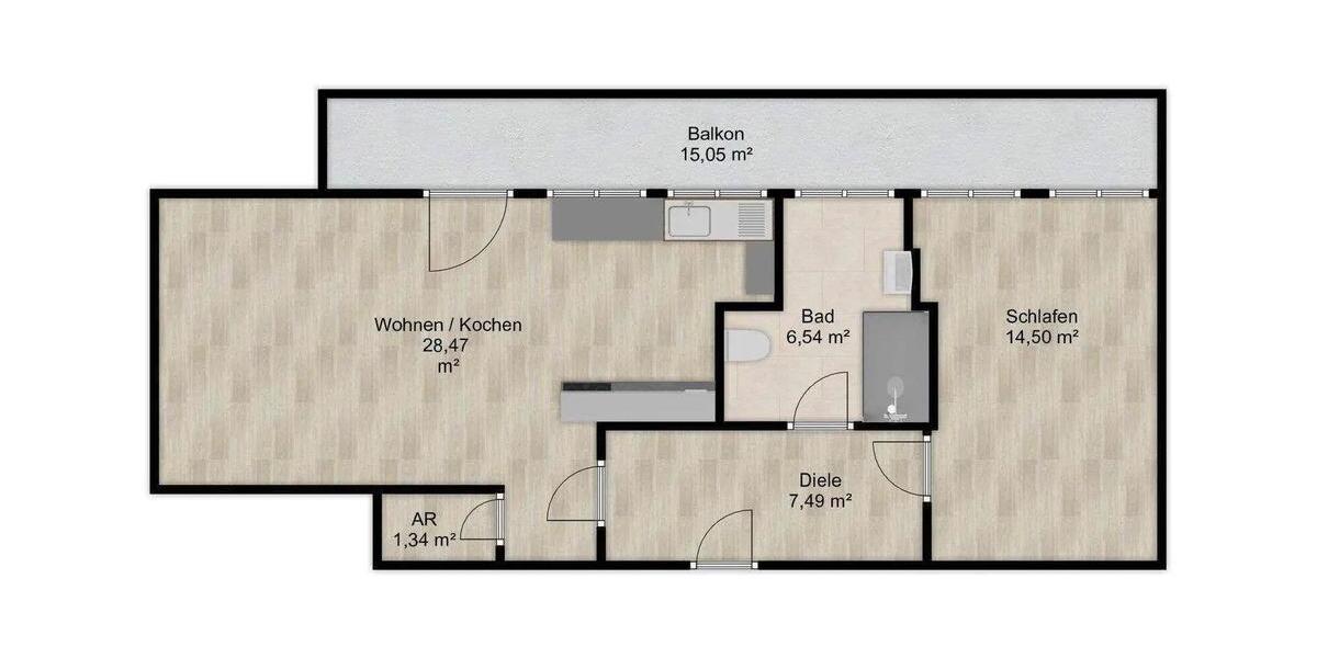 Etagenwohnung Nürnberg Rabus - 2 Zimmer, 66 m&sup2;, 1.000&euro; | Angebot:26408115