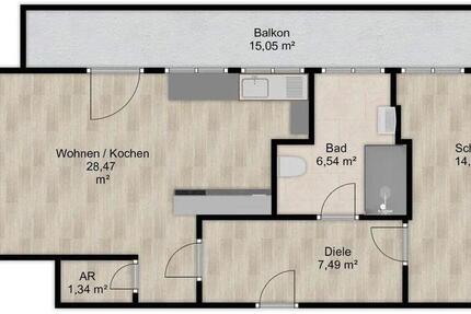 Wohnung Nürnberg Rabus - 2 Zimmer, 66 m&sup2;, 1.000&euro; | Angebot:26408115