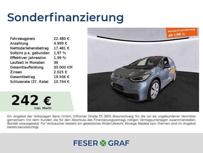VW ID.3 46.303 km 22.480 € Fürth 90763