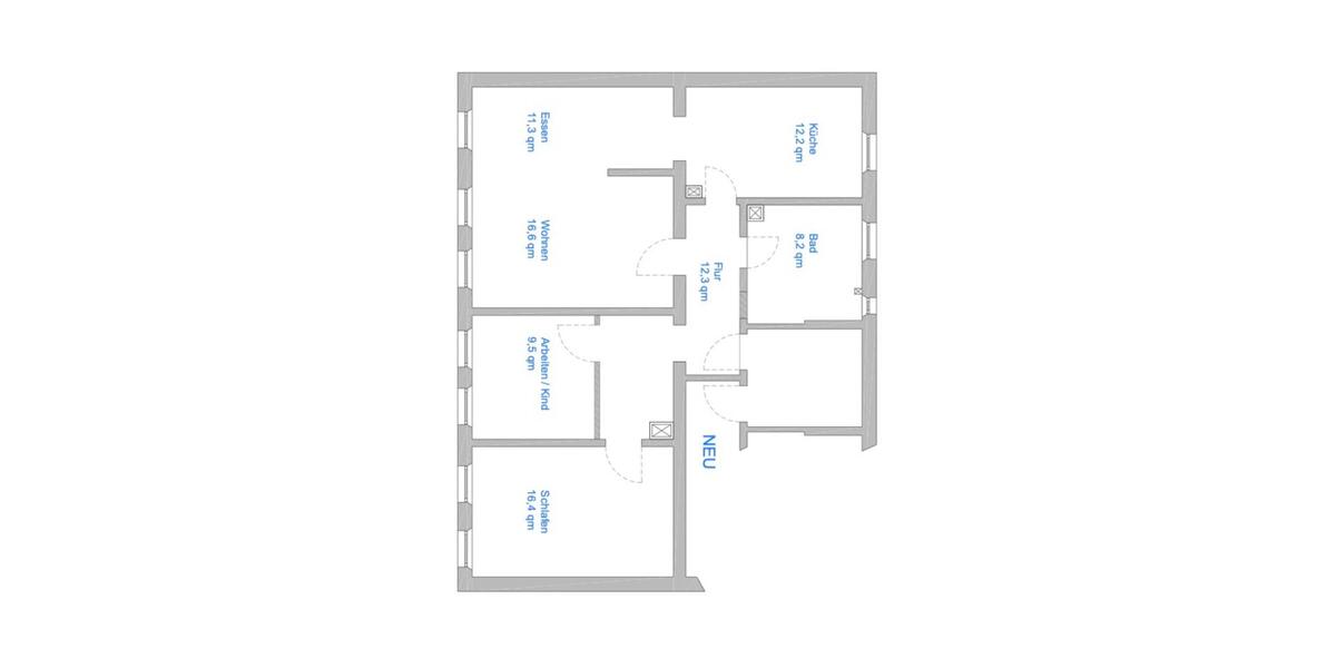 Etagenwohnung Nürnberg Kleinweidenmühle - 3 Zimmer, 84 m&sup2;, 1.260&euro; | Angebot:25362732