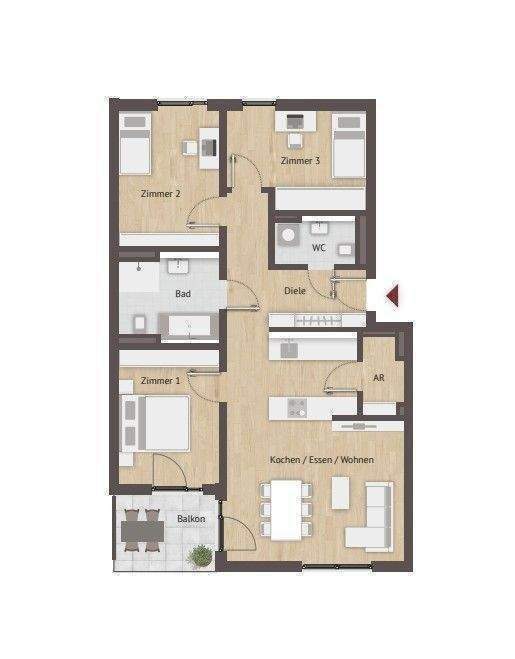 JETZT FERTIG: helle 4-Zimmer-Wohnung mit gr. Sonnenbalkon! Sie erhalten sogar noch den KfW-Zuschuss in Höhe von 26.250€! 4 zimmer