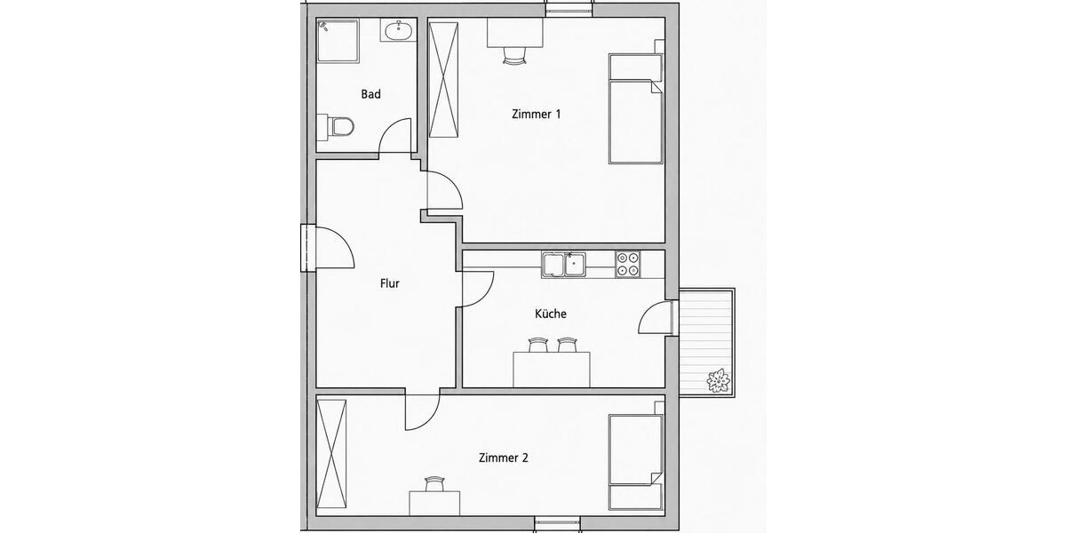 Etagenwohnung Nürnberg Rabus - 2 Zimmer, 60 m&sup2;, 189.000&euro; | Angebot:26648073