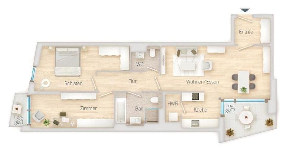 Etagenwohnung Nürnberg Herrnhütte - 3 Zimmer, 88 m&sup2;, 1.550&euro; | Angebot:26417036