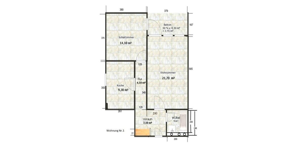 Erdgeschoßwohnung Nürnberg Gaismannshof - 2 Zimmer, 67 m&sup2;, 950&euro; | Angebot:26409150