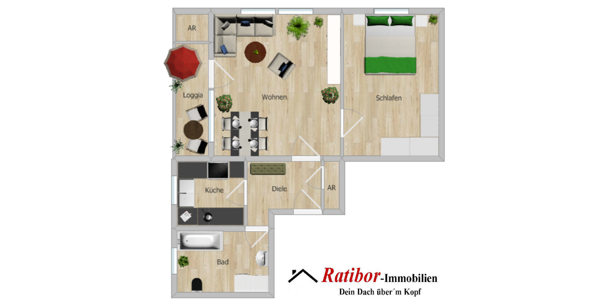 Gut vermietete 2 Zimmer-Mansardenwohnung mit Loggia und Stellplatz in ruhiger Wohnlage RH-Nord - Dachgeschoßwohnung Roth | Angebot:25281237