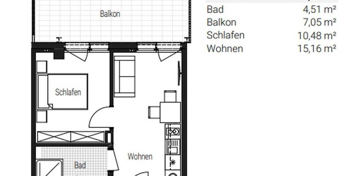 Etagenwohnung Nürnberg Tafelhof - 2 Zimmer, 37 m&sup2;, 823&euro; | Angebot:26909017