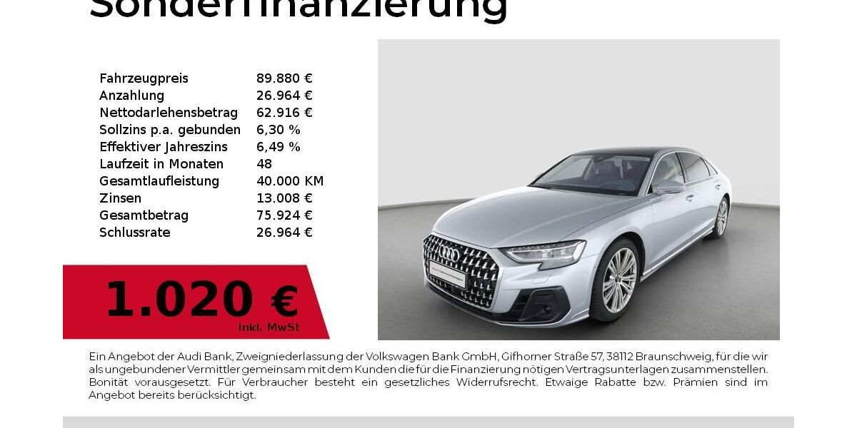 Audi A8 50.134 km 87.880 &euro; Nürnberg 90411
