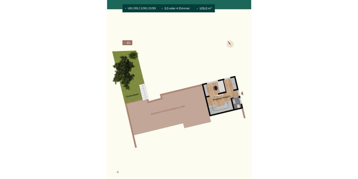 Terrassenwohnung Nürnberg St Johannis - 4 Zimmer, 128 m&sup2;, 924.665&euro; | Angebot:26118303