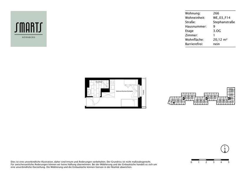 Modernes 1-Zimmer-Apartment zimmer