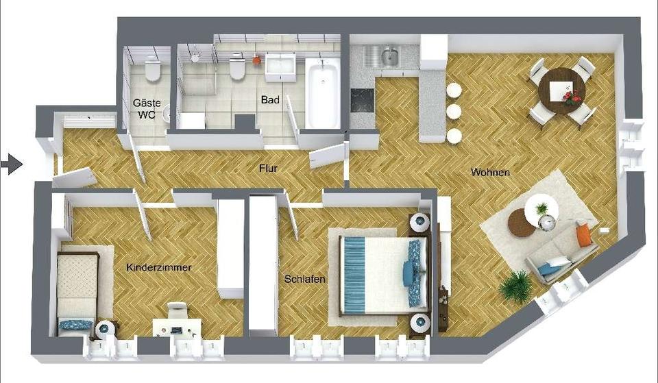 Modernes Wohnen in einzigartiger Jugendstilkulisse vor den Pegnitzauen 3 zimmer