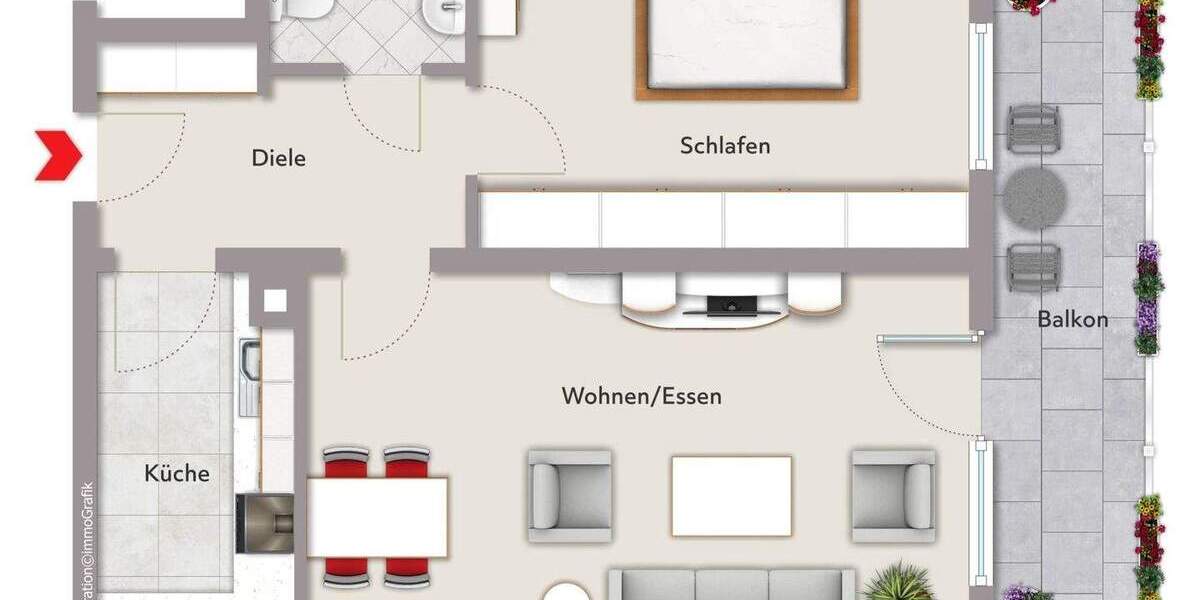 Etagenwohnung Erlangen Bruck - 2 Zimmer, 56 m&sup2;, 198.000&euro; | Angebot:25565814